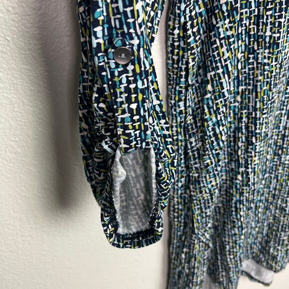 J. Jill Wearever Collection Medium 3/4 Roll-tab Sleeve Tunic Top Stretch Printed - Picture 4 of 7